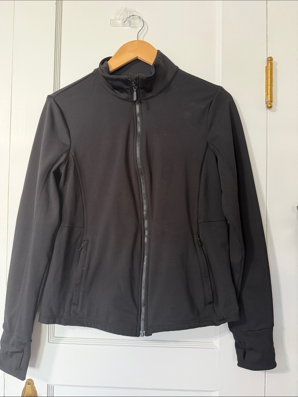 Women's Black Zip-Front Utility Jacket with Stand Collar